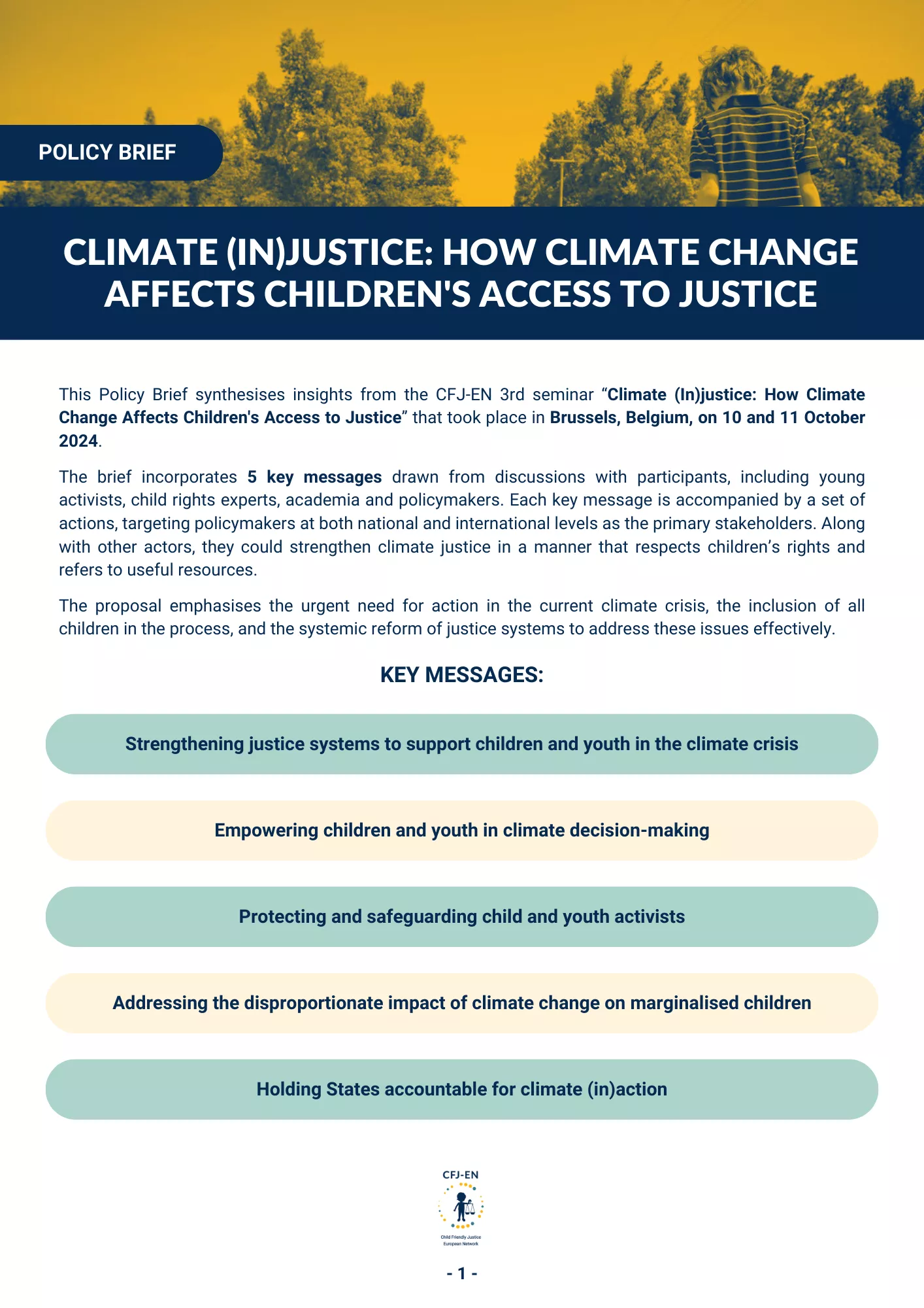 Climate (In)justice: How Climate Change Affects Children's Access to Justice - Policy Brief